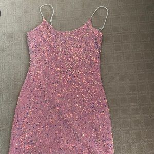 Mini pink sequin dress